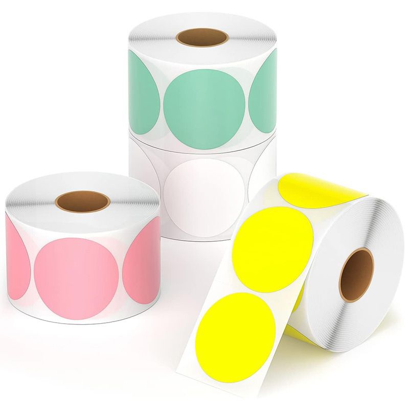 Etichette adesive rotonde olografiche - Etichette autoadesive termiche, impermeabili, color argento opaco per regali e imballaggi_voghion.com