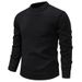 Men's Clothing Warm Fleece-Lined Knit Sweater, Round Neck Long Sleeve Pullover, Soft Wool Blend, Casual Winter Thermal Top (Black, Coffee, Khaki)_voghion.com