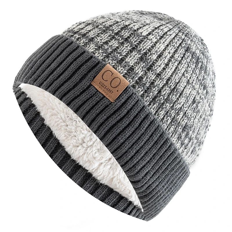 Yeni Unisex İki Tonlu Ekleme Kürk Astarlı Erkek Ve Kadın Moda Sıcak Beanie Cap Rahat Kış Örme Şapkalar_voghion.com