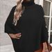 Damen-Cape-Poncho mit hohem Kragen, Strickpullover, Wickelmantel, weiche Polyestermischung, Oversized-Schnitt, Herbst- und Wintermode_voghion.com