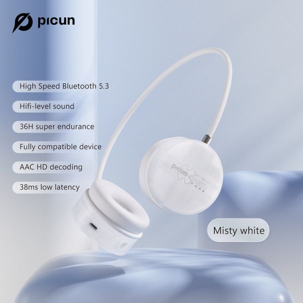 Picun I30 Cuffie wireless HiFi stereo leggere Bluetooth 5.3 con microfono, 36 ore di riproduzione per telefono e PC_voghion.com