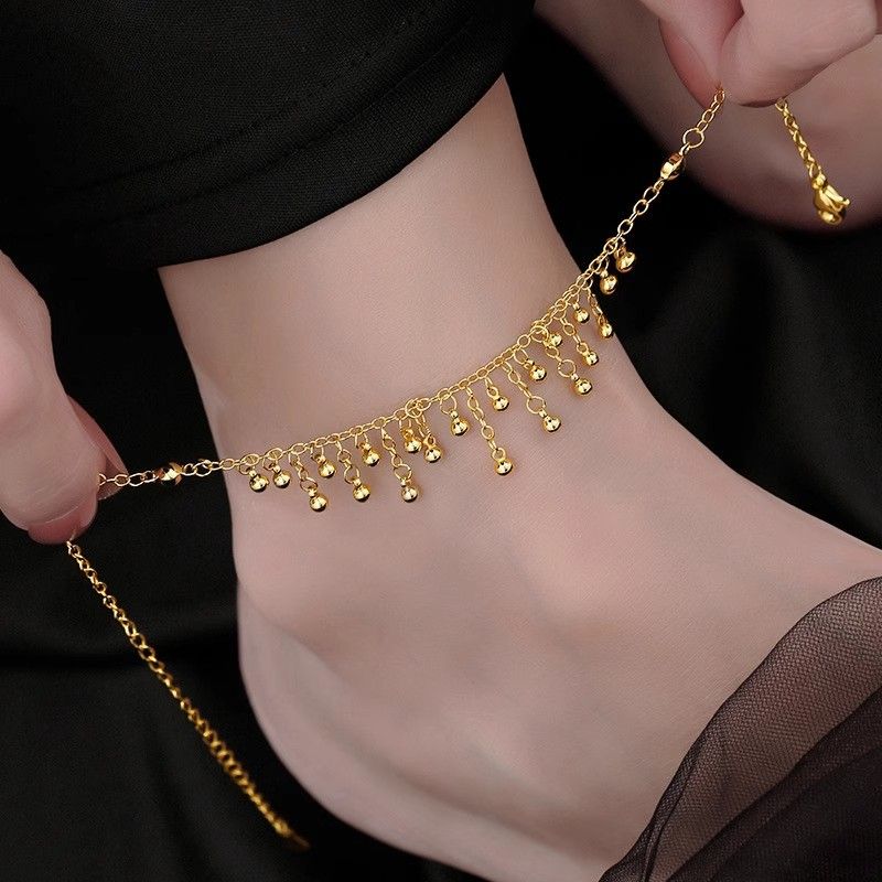 Beaded Tassel Light Luxury Niche Exquisite High-end Titanium Steel Anklet Foot Chain For Women 2025 New Trend_voghion.com