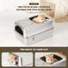 Extra Large Stainless Steel Box With High Fence, Splash-Proof Semi-Enclosed Cat Toilet Litter Tray_voghion.com