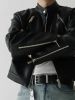Ανδρικό Faux Mauroicardi Άνοιξη Φθινοπωρινό κοντό μαύρο δερμάτινο μπουφάν Ανδρικό φερμουάρ Μακρυμάνικο γιακά Cool Designer_voghion.com
