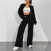 Women's Clothing Trendy Zip-Up Hoodie & Pants Set – Women's Casual Two-Piece Outfit For Streetwear & Loungewear_voghion.com