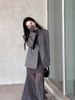 25 Spring New French Style Elegant Light Luxury High-End Simple Commuting Gray Blazer Dress Set For Women_voghion.com