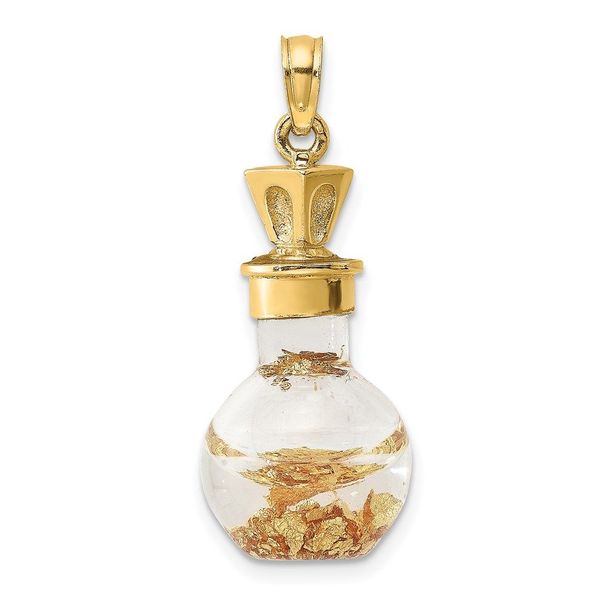 14K 3-D Gold Leaf In Bottle Charm_voghion.com