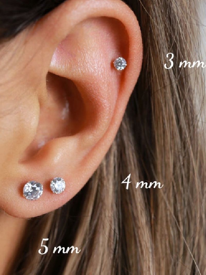 Orecchini in argento sterling super lucido con zirconi per donna, semplici e raffinati orecchini a bottone in stile hip-hop._voghion.com