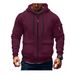 Autumn And Winter Men's Hooded Pocket Zipper Casual Plus Velvet Sweater Solid Color Jacket_voghion.com