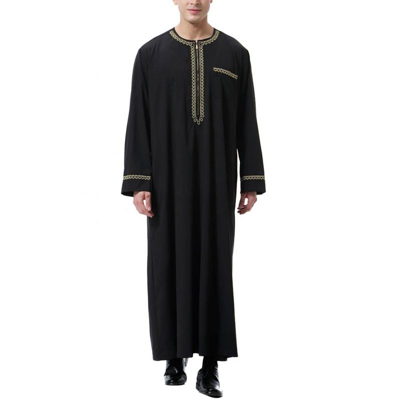 Men's Clothing New Muslim Middle Eastern Arabic Robe Men's Round Neck Hot Sale Clothing_voghion.com