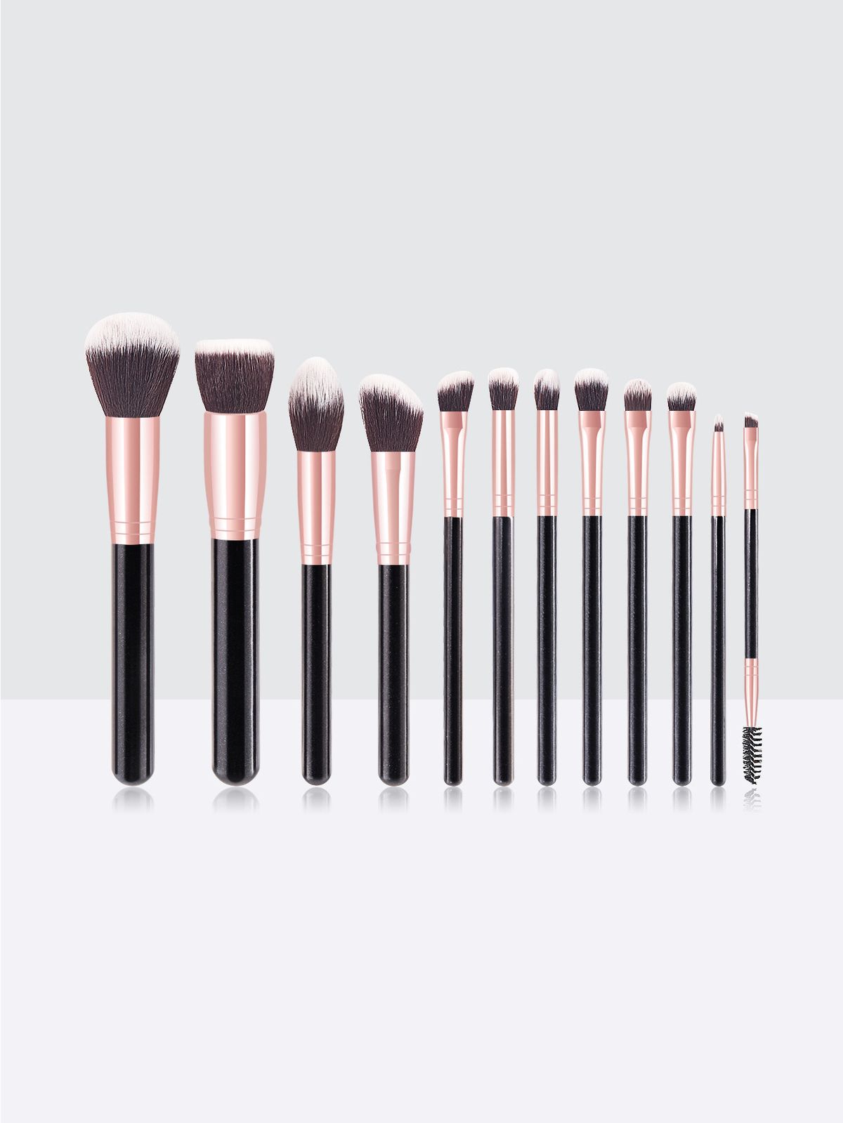 Set di 12 pennelli per trucco professionali neri di alta qualità_voghion.com