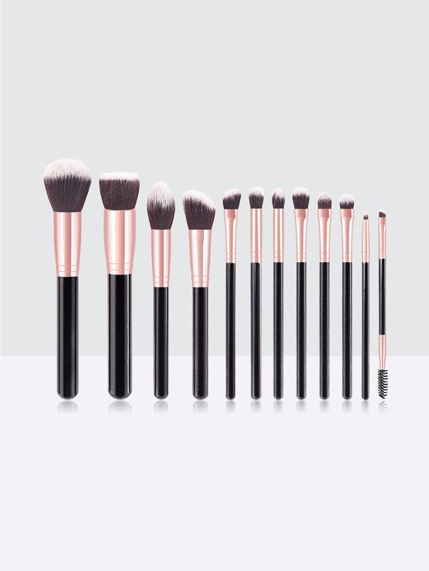 Set di 12 pennelli per trucco professionali neri di alta qualità_voghion.com