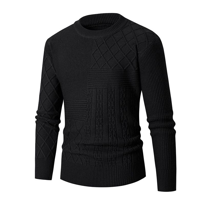 Herre høst- og vinter ny strikkegenser, moteriktig og varm genser, slim fit genser, basisgenser_voghion.com