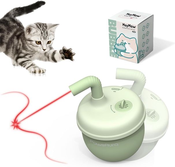 Jouet interactif laser automatique pour chat - Pointeur laser auto-équilibré à 360° avec trou pour herbe à chat, triple sens - vue, odorat et toucher du chaton_voghion.com