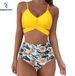 Happybuyner Y2K Style Summer Women Two-Piece Push Up Swimsuits Spaghetti Strap Bikini Top Floral Print Bikini Panties V_voghion.com