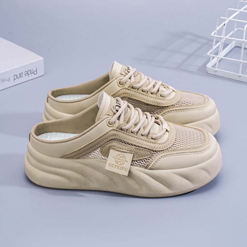 Summer Women`sSlio-On Sandals Versatile White Casual Shoes Mesh Breathable Hollow Slippers For Outdooe Wear_voghion.com