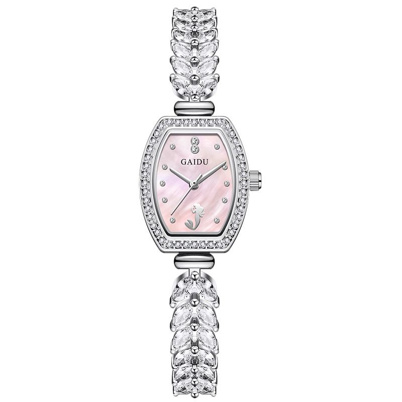 Damenuhr Meerjungfrau Armband Armband Mode Volldiamant Damenuhr Kompakte Weinfass-Art Wasserdichte Leichte Luxus-Quarzuhr_voghion.com