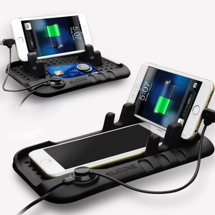 Nový design Multifunkční magnetický náboj silikonové protiskluzové podložky Navigace do auta Mobilní telefon USB nabíječka_voghion.com