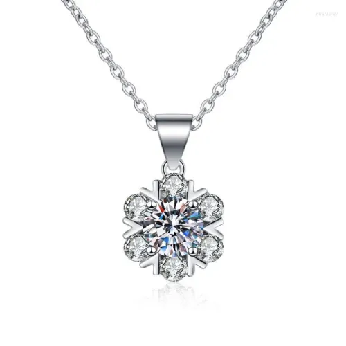 Pendant Necklaces Genuine Sterling Sier Snowflake Pattern Necklace Female Korean Style Fine Jewelry Accessory_voghion.com