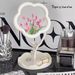 INS Flower Creative Dormitory Bedroom Desktop High-Value Storage Makeup Cute Girls Dressing Mirror_voghion.com