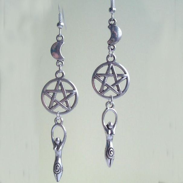 Orecchini popolari orecchini pentagramma luna dea ganci per le orecchie accessori moda retrò orecchini_voghion.com