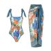 Women's Clothing Two Piece Skirt Multi Color Print Sexy Bikini Set_voghion.com