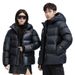 Giacca imbottita da esterno calda e lucida, con cappuccio corto in piuma d'oca, stile coppia, etichetta Black Gold, all'ingrosso_voghion.com