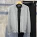 Men's Slim Fit Baseball Jacket Sweater - Lightweight Knit Cardigan With Dual Zipper, Solid Color Casual Pullover For Fall & Winter_voghion.com
