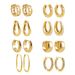 Gold Retro Simple Geometric Twist Round Stacked Light Earrings Ear Jewelry_voghion.com
