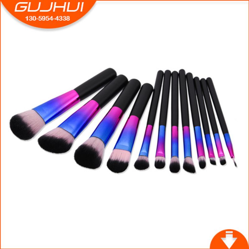 Set di pennelli per trucco da 12 pezzi, strumenti di bellezza, trucco, pennello per fondotinta, pennello per cipria, tubo abbagliante, set di pennelli GUJHUI_voghion.com
