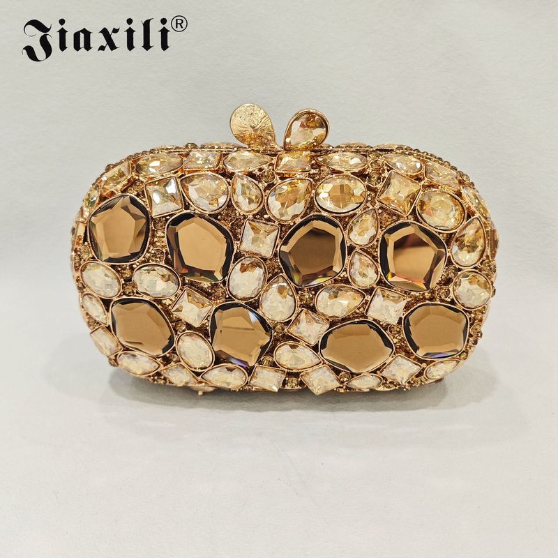Glass Diamond Clutch Bag Hollow Diamond Evening Bag CLUCH Shoulder Bag_voghion.com