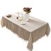 Couchtischdecke aus Baumwoll-Leinen-Mischgewebe mit Fransen, Esstischdecke_voghion.com