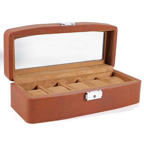 Hochwertige Uhrenbox aus Flanell mit mehreren Positionen, Uhrenbox aus PU-Leder, Aufbewahrungsbox mit 5 Positionen, Schmuckschatulle_voghion.com
