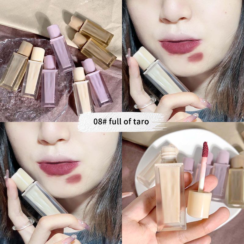 Nude Brown Matte Lip Gloss Lip Glaze Anhaltender flüssiger Lippenstift Wasserdicht Antihaft Cup Lipgloss Make-up Beau Stick Gloss_voghion.com