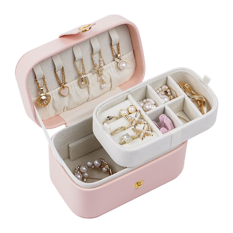 Minimalista kialakítású, kétrétegű, hordozható utazó fülbevalók, fülbevaló ékszerdoboz, rúzsgyűrű, nyaklánc tárolódoboz_voghion.com