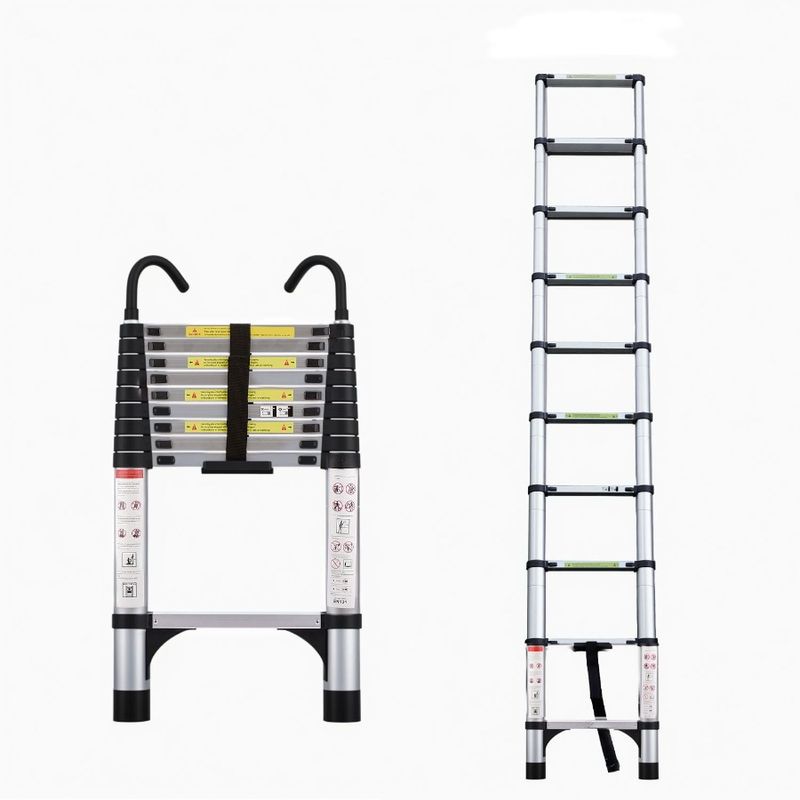 Triangular Foot Maximu 2 Ladder Ladder Ladder Telescopic 9.5 Hooks Button With Multipurpose Stabilizers And Aluminum Telescopic_voghion.com