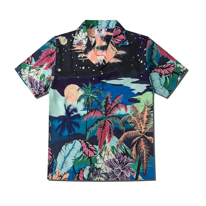 Herrenbekleidung Neue Produkte Kreativ bedruckter tropischer Regenwald Lockeres, lässiges Kurzarmhemd Strand Hawaiian Herren Strickjacke Sommer_voghion.com