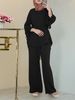 Women's Clothing Elegant Solid Color Muslim Two-Piece Set With Sleeve Top & Wide-Leg Pants | Casual Daily Outfit For Women_voghion.com