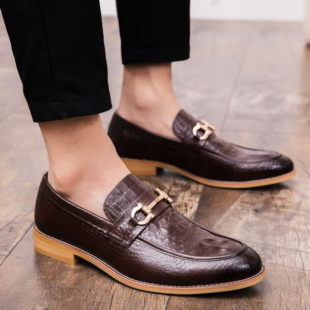 Nové vysoce kvalitní pánské kožené boty pro volný čas, špičaté nízké boty_voghion.com