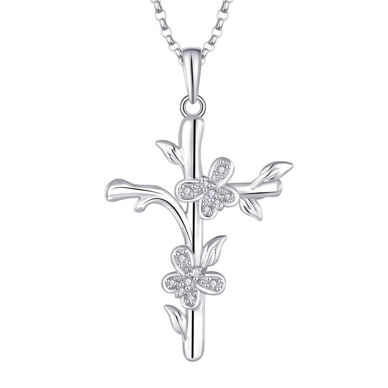 Collana con ciondolo a croce a farfalla retrò da donna, lavorazione di gioielli in argento Sterling S_voghion.com