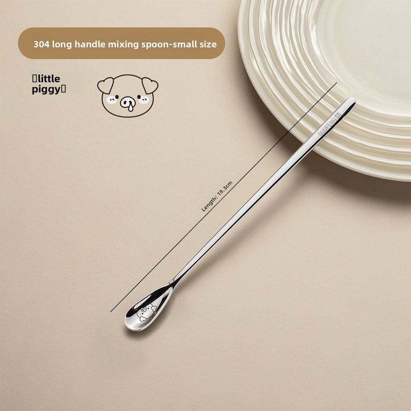 Chinese Style 304 Stainless Steel Long Handle Coffee Exquisite Small Dessert Milk Tea Honey Spoon Stirring Stick_voghion.com
