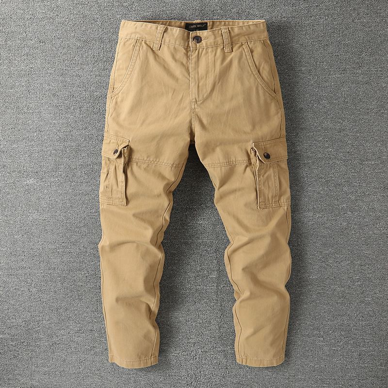 Pantaloni lunghi casual dritti da uomo in cotone, nuovi pantaloni cargo mimetici primaverili e autunnali_voghion.com