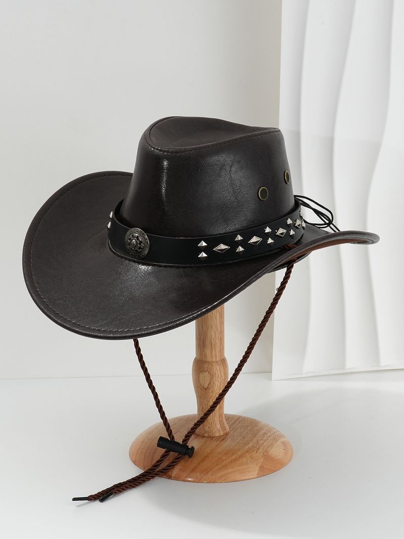 Unisex Men's and women's cowboy hats Personalized metal carved round wheels diamond rivets accessory Belt Travel camping_voghion.com