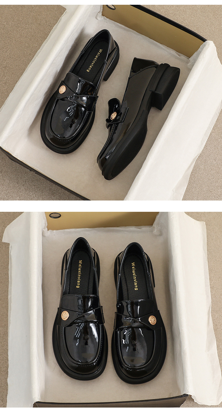 platform-soled Loafers Women's New Small Gold Coins, Soft-soled Small Leather Shoes Women's British Style_voghion.com