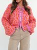 Women's Leopard Print Knit Cardigan – Retro Tie-Front Open Sweater Coat (Black, Green, Orange, Khaki, Burgundy)_voghion.com