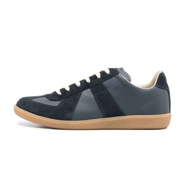 M6 German Genuine Leather Color Block Casual Training Shoes Unisex Flat Round Toe Sneakers Fashion Versatile Trendy_voghion.com