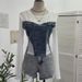 Damenbekleidung Mädchen Design Mesh Splicing Denim Top Langarm Bottoming Shirt Schlankes kurzes Nischen-T-Shirt_voghion.com