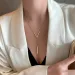 2025 Femmes Mode Élégant V-forme Géométrique En Acier Inoxydable Pendentif Barre Exquis Long Collier Pour Femmes, Bijoux De Soirée_voghion.com