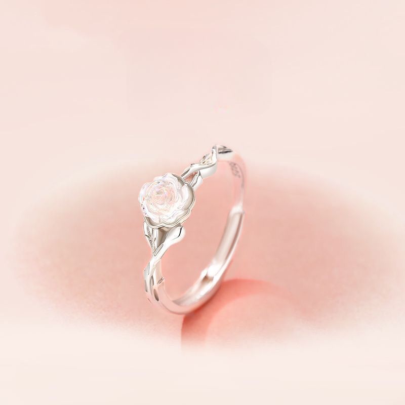 Camellia S999 Silber Damen, Nischendesign, Geburtstagsgeschenk Beste Freundin Freundin, Weißer Teering für Qixi Festival Oder_voghion.com
