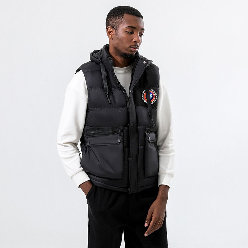 New Men's Plus Size Down Cotton Vest With Detachable Cap And Thick Velvet, Multi Pocket Winter Jacket For Men_voghion.com